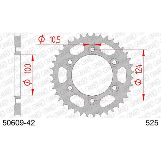 LANČENIK ZADNJI AFAM 50609-42 42T, 525