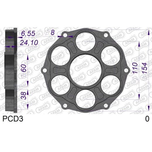SPROCKET CARRIER AFAM PCD3 DUCATI (INCLUDING BOLTS)