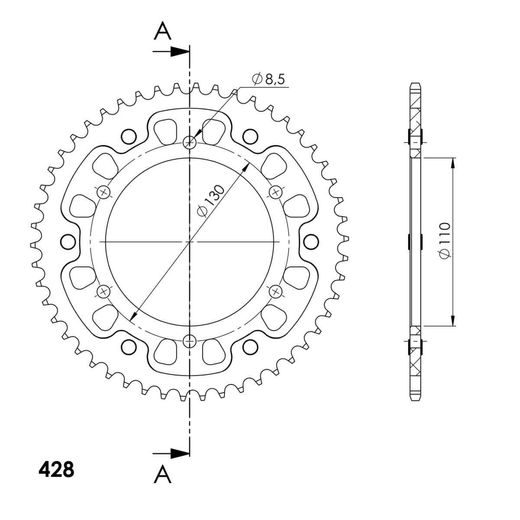 LANČENIK ZADNJI SUPERSPROX STEALTH RST-1870:50-RED CRVEN 50T, 428