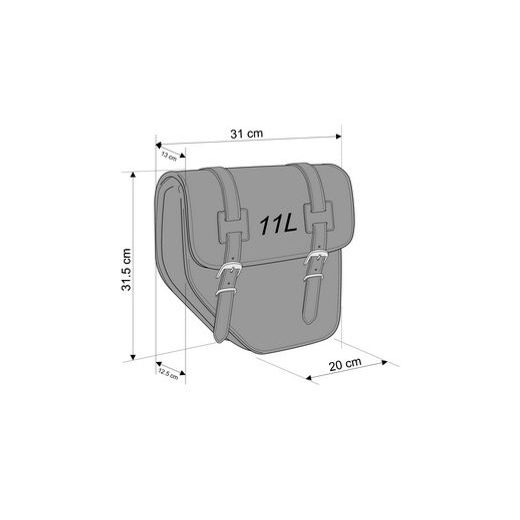 LEATHER SADDLEBAG CUSTOMACCES IBIZA API002N CRNI PAIR, WITH UNIVERSAL SUPPORT
