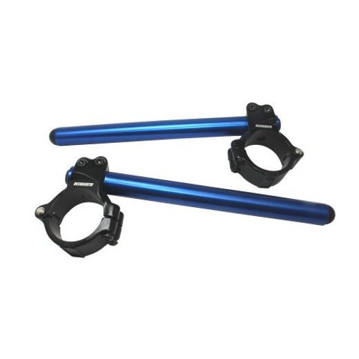 ALUMINIUM-FORGED CLIP-ONS ACCOSSATO CP003 WITH METAL CLAMP COMPOSED OF 2 HALF-RINGS 10 DEGREES INCLINATION, BLUE