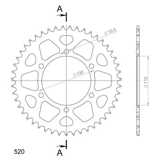 REAR ALU SPROCKET SUPERSPROX RAL-486:47-RED CRVEN 47T, 520