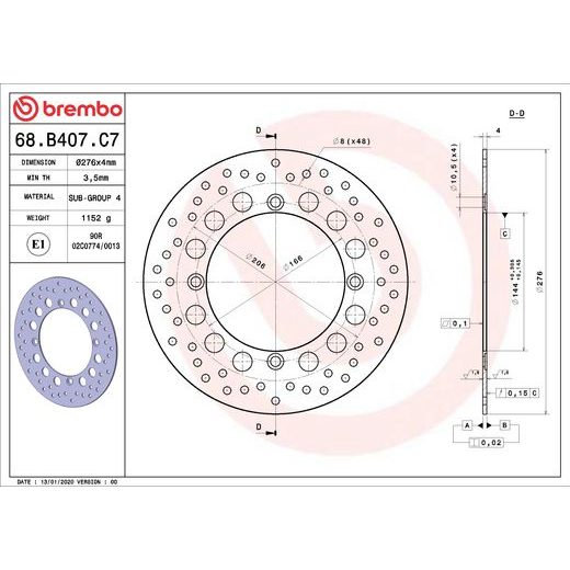 KOČIONA DISK BREMBO 68B407C7 FIX