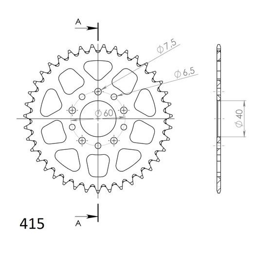 REAR ALU SPROCKET SUPERSPROX RAL-451:39-ORG ORANGE 39T, 415
