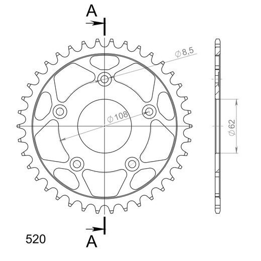 LANČENIK ZADNJI SUPERSPROX RFE-701:38-BLK CRNI 38T, 520
