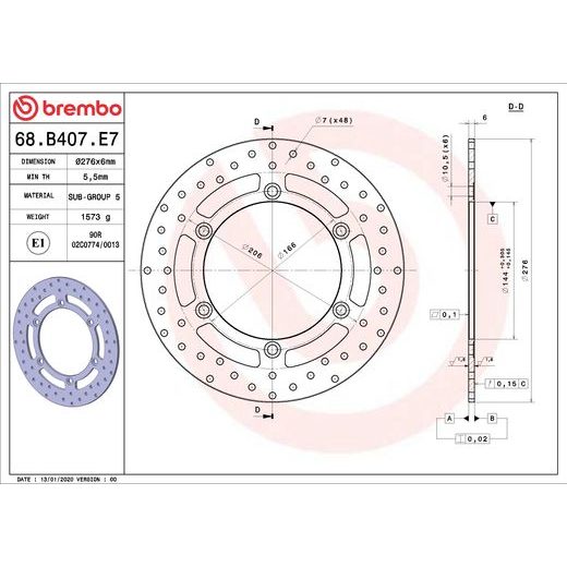 KOČIONA DISK BREMBO 68B407E7 FIX