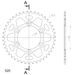 REAR ALU SPROCKET SUPERSPROX RAL-735:43-BLK CRNI 43T, 520