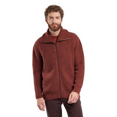 Armor Lux Heritage Ribbed Cardigan — Deep Paprika