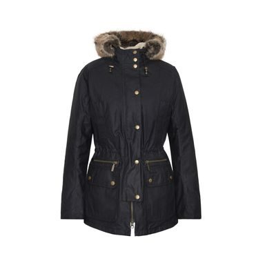 Barbour Kelsall Waxed Cotton Parka Jacket — Classic Black