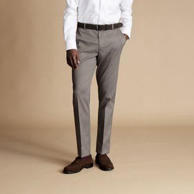 Charles Tyrwhitt Smart Stretch Texture Pants — Mocha