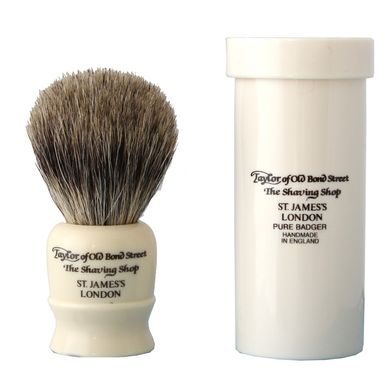 Putna četka za brijanje Taylor of Old Bond Street od dlaka jazavca (pure badger,bijela).