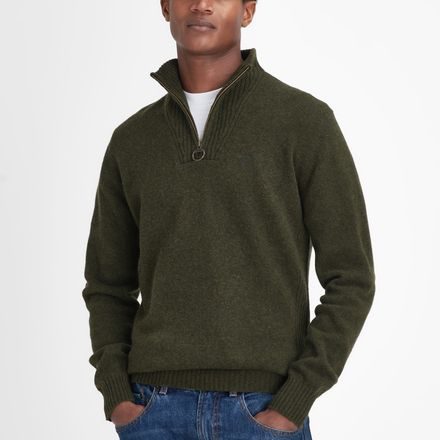 Barbour Essential Lambswool Half Zip Jumper — Seaweed