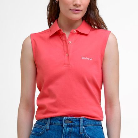 Barbour Bowford Sleeveless Polo Top — Pink Punch