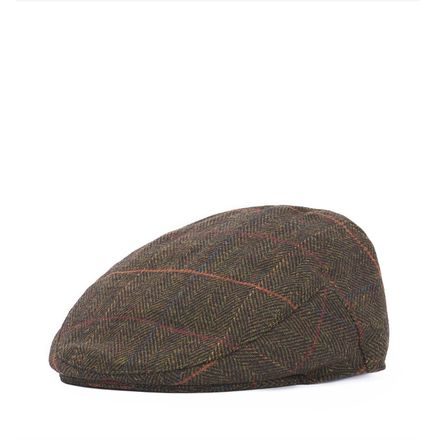 Barbour Wilkin Flat Cap — Olive Herringbone