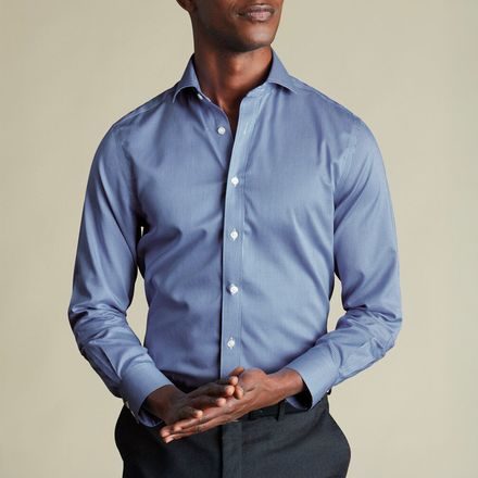 Charles Tyrwhitt Spread Collar Puppytooth Shirt — Royal Blue