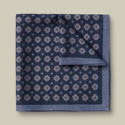 Charles Tyrwhitt Wool Silk Medallion Print Pocket Square — French Blue