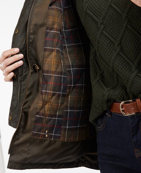 Barbour Kelsall Waxed Cotton Parka Jacket — Olive