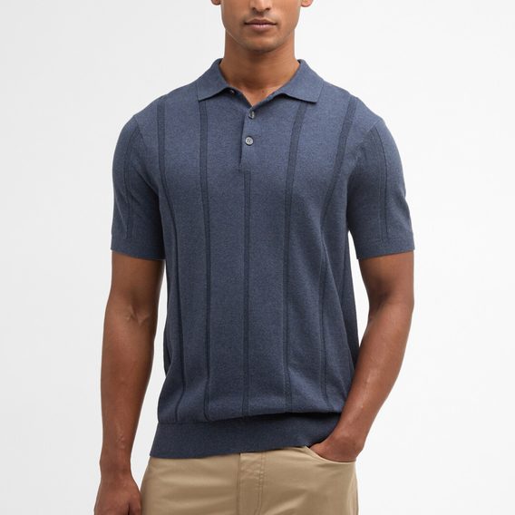 Barbour Wellburn Knitted Polo Shirt — Navy