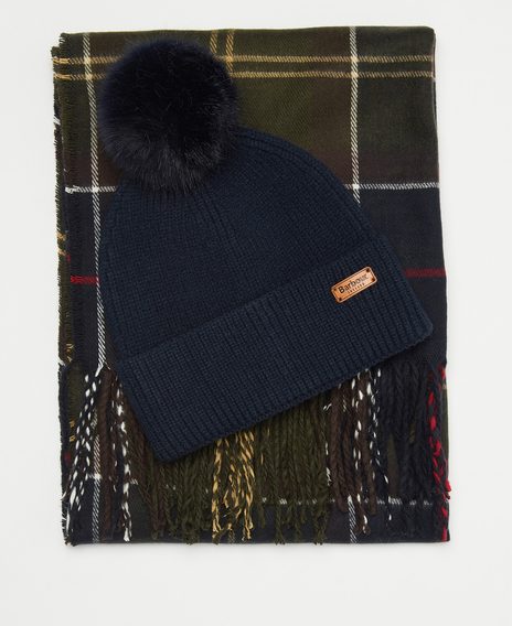 Barbour Dover Beanie & Hailes Scarf Gift Set — Classic Tartan