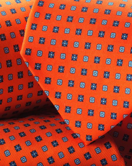 Charles Tyrwhitt Silk Geo Print Tie — Orange