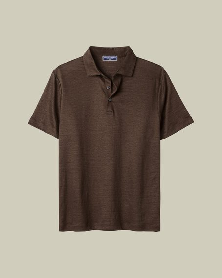 Charles Tyrwhitt Pure Linen Polo — Chocolate Brown