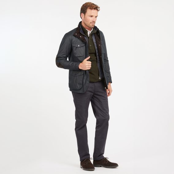 Barbour Ogston Waxed Cotton Jacket — Navy