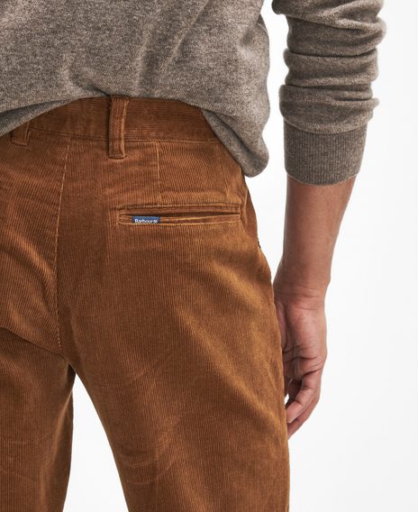 Barbour Stretch Cord Tailored Trousers — Dark Honey