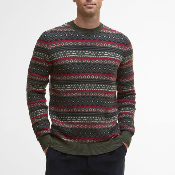Barbour Easdale Fair Isle Sweater — Khaki