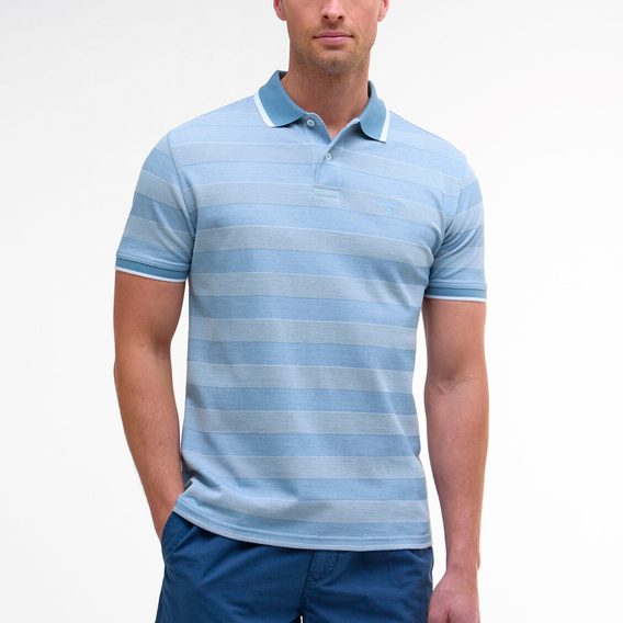 Barbour Branton Striped Polo Shirt — Bleached Blue