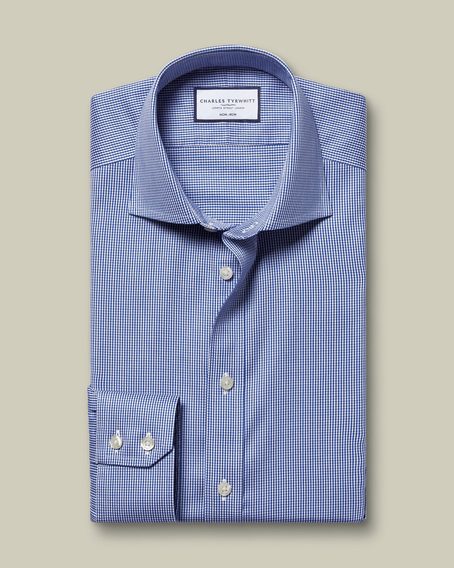 Charles Tyrwhitt Spread Collar Puppytooth Shirt — Royal Blue