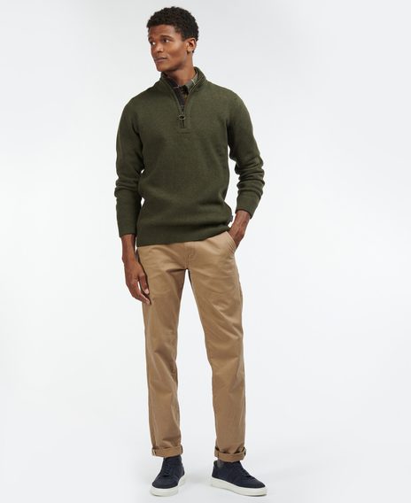 Barbour Holden Half Zip Sweater — Olive Marl