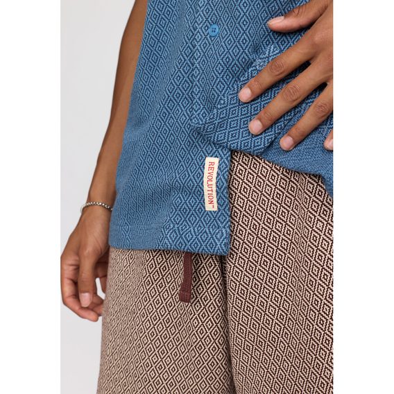 Revolution Jacquard Short-Sleeved Shirt — Blue