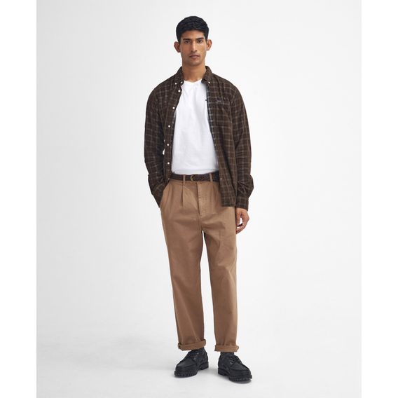 Barbour Washed Stretch Relaxed Trousers — Stone