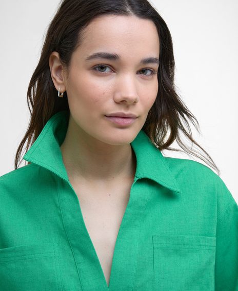Barbour Cecile Relaxed Tunic Shirt — Kelly Green