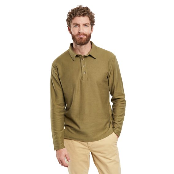 Armor Lux Long-Sleeved Polo Shirt — Olive