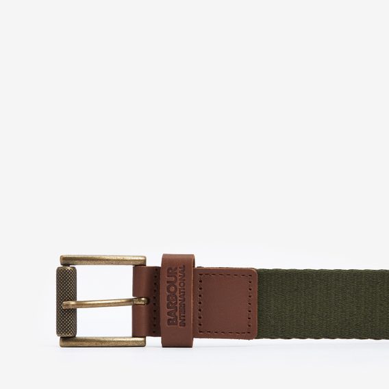 Barbour International Chester Webbed Belt — Military Olive