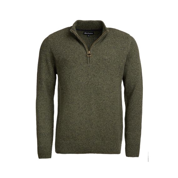Barbour Essential Tisbury Half Zip Knitted Jumper — Dark Seaweed