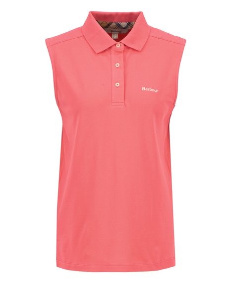 Barbour Bowford Sleeveless Polo Top — Pink Punch