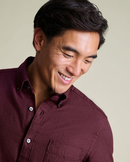 Charles Tyrwhitt Textured Flannel Shirt — Burgundy