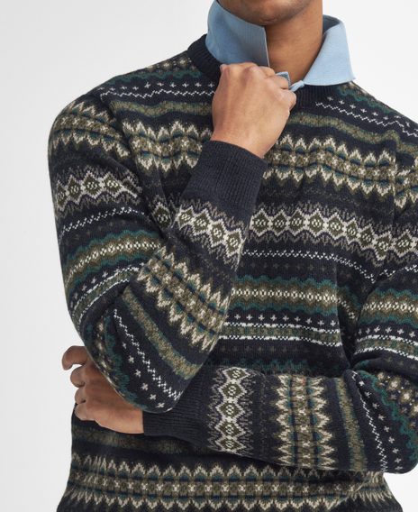 Barbour Case Fair Isle Jumper — Black Marl