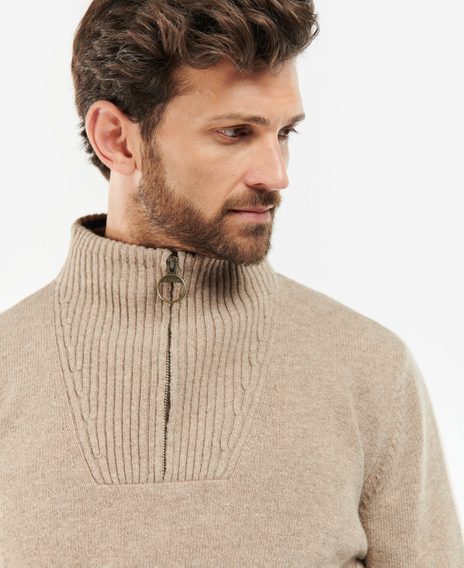 Barbour Nelson Essential Half Zip Sweatshirt — Stone