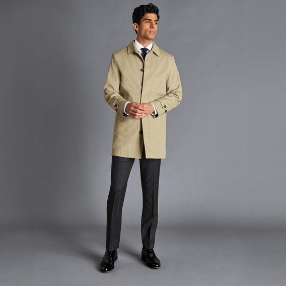 Charles Tyrwhitt Showerproof Cotton Raincoat — Limestone