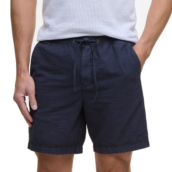 Barbour Seersucker Relaxed Shorts — Navy