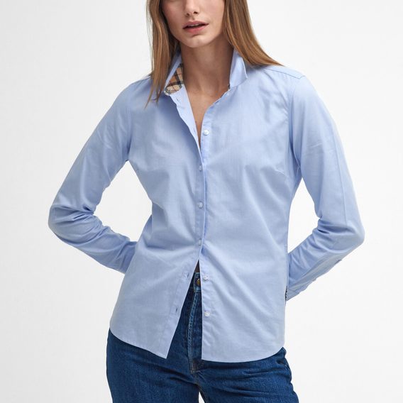 Barbour Derwent Regular Long-Sleeved Shirt — Pale Blue