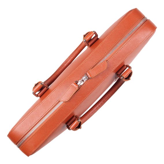 Kožna torba za prijenosno računalo John & Paul – boja konjaka