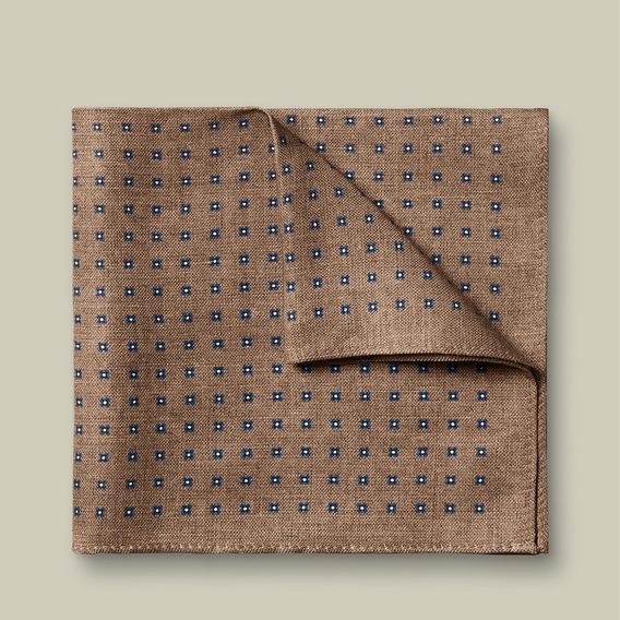 Charles Tyrwhitt Silk Linen Geo Pocket Square — Camel