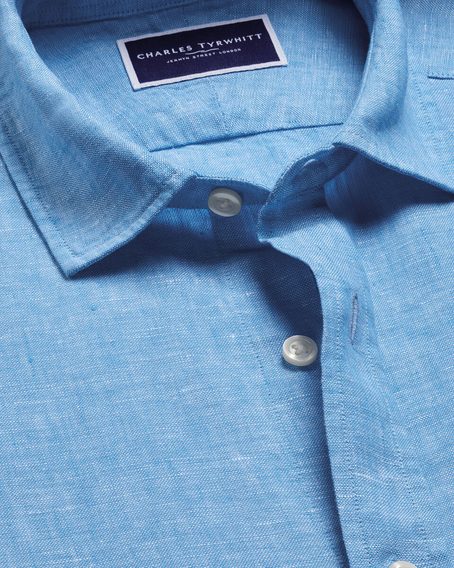 Charles Tyrwhitt Pure Linen Shirt — Ocean Blue