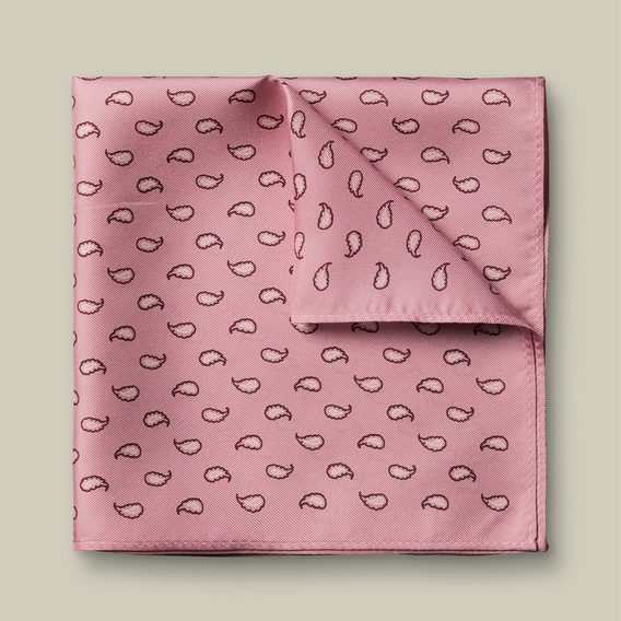 Charles Tyrwhitt Silk Paisley Pocket Square — Pink
