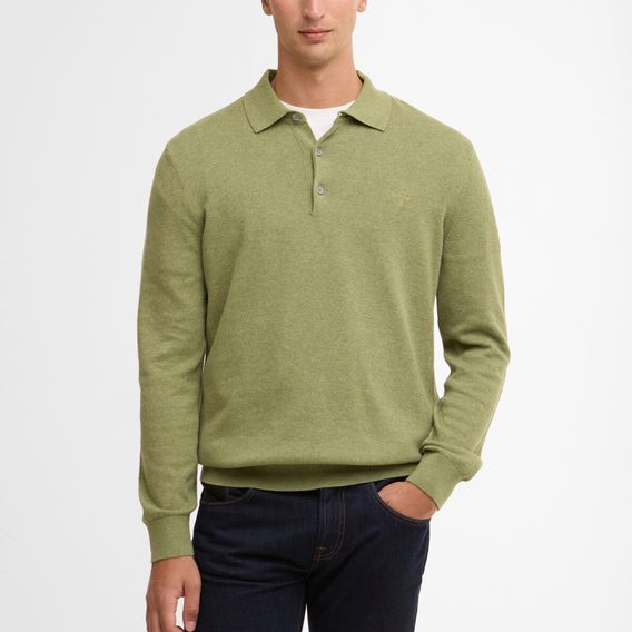 Barbour Pima Cotton Knitted Polo Shirt — Laurel Green