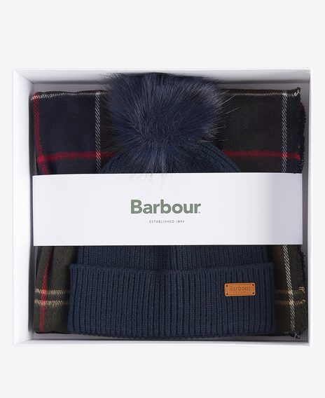 Barbour Dover Beanie & Hailes Scarf Gift Set — Classic Tartan
